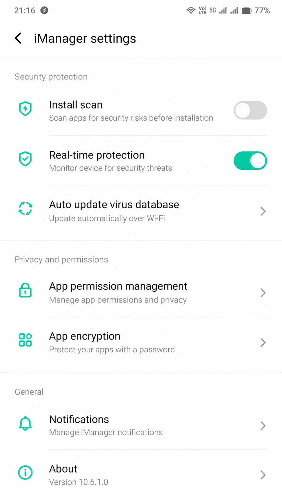 Install scan switched off inside the Vivo iManager app